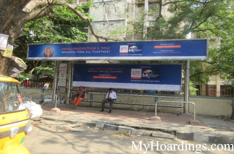 BQS Branding Agency at 12th Main Road Bus Stop in Chennai, Hoardings Rates at Bus Stop in Chennai